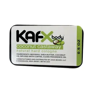 KA FX Body Coconut Natural Hard Cologne Unisex with Beeswax & Shea Butter Alcohol-Free 0.5 oz Tin Long Lasting Fragrance Solid Form - Manufactured