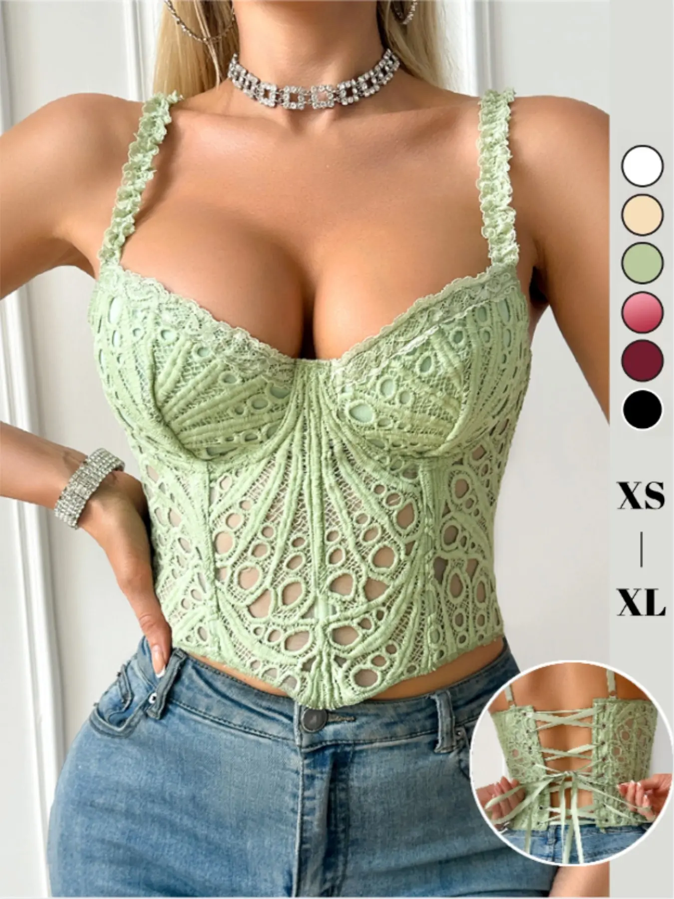 XS-XL，Women's Gothic Style Dress, Elegant Aesthetic Long Sleeve Maxi Dress, Unique Design for Special Occasions, Perfect Fit for Fashion Lovers, Underwear, Corset, Light Green, Tops