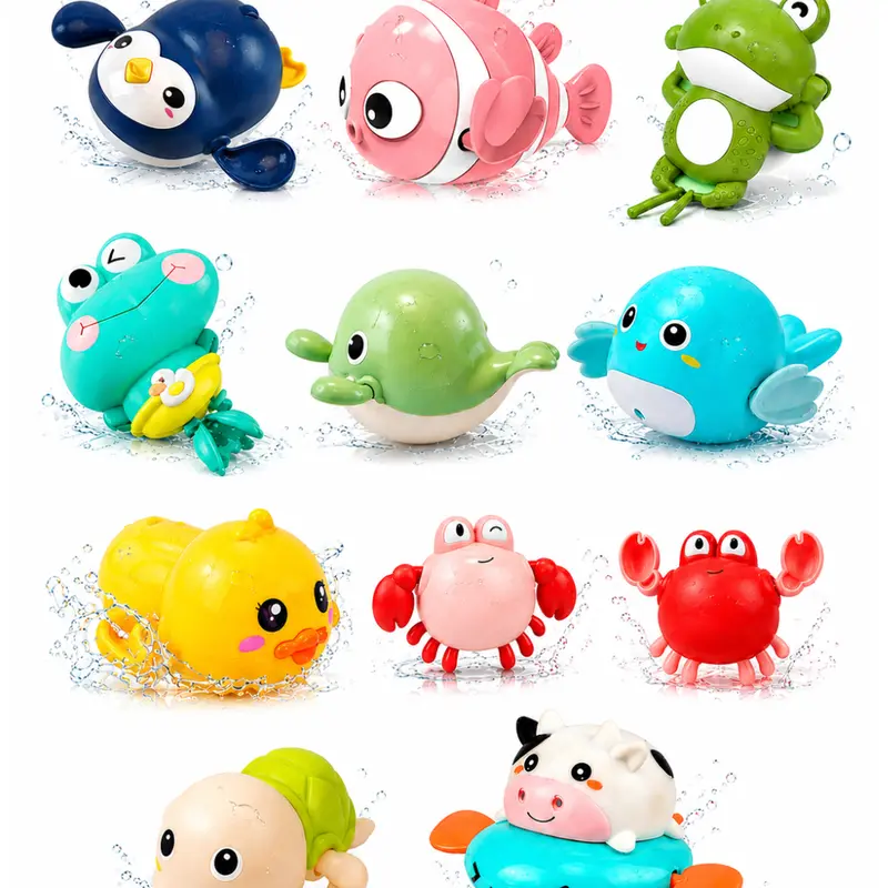 Avloron BPA-Free Cute Animal Manual Wind-Up Bathtoys (3-Pack) - Floating, Swimming, Unisex Ages 1+-2-3 Years Kids Gift for Christmas, Birthday, Hand-Eye Coordination Development Water Play Toy