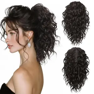 12 Inch DARK Brown Ponytail Extension - Curly Pony Tails Hair Extensions, Claw Clip Ponytail Extension, Synthetic Clip in Ponytail Hair Extensions