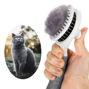 Cat brush for shedding, Self-Cleaning Slicker Brush for Dogs, Cats & Rabbits - Pet Grooming Tool to Remove Loose Hair, Reduce Shedding & Promote Bonding