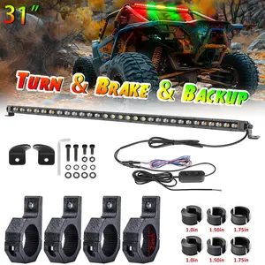 JIEPENG 30" UTV Rear Chase LED Light Bar - Off Road Tailgate Work Light, Weather Resistant, 4x 2" Roll Bar Mounts for Polaris RZR Turbo R, Off Road Lights, Tailgate Light Bar