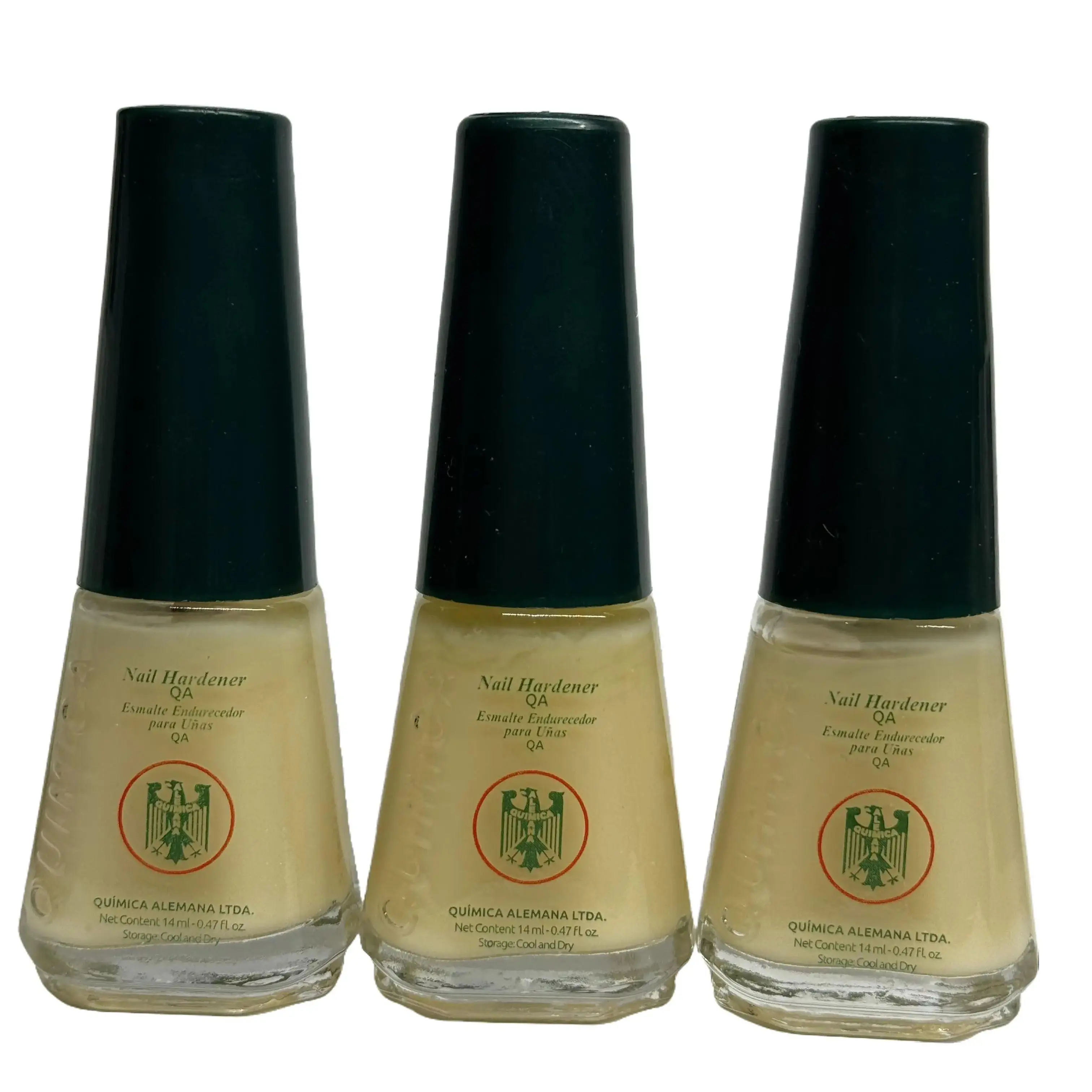 Quimica Alemana QA Formula Nail Hardener 3-Pack (0.47 Fl Oz/14ml) - Ultra-Effective Strengthener & Care Solution for Peel Prevention & Youth Preservation Manicure Treatment, Nail Strengthener, Nail Care Solution