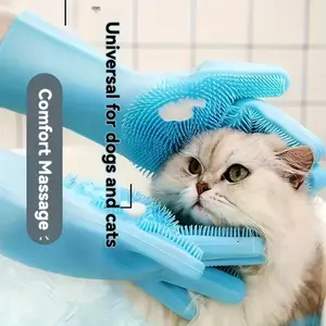 Pet dog bath gloves, pet  silicone bath massage , dog friction bath products, dog hair removal, cleaning and care gloves, gentle scrubbing and massage, dense  design, household gloves(blue) brush poodle 3-in-1 per multifunctional Self-Cleaning Steam