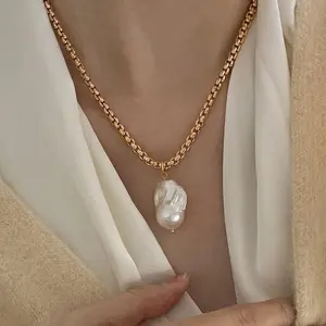 Simple Handmade Natural Baroque Irregular Pearl Sweater Chain Personalized Design