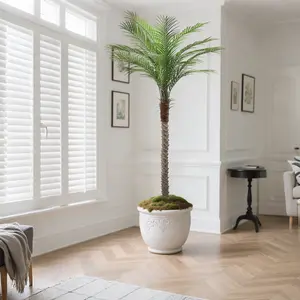 Artificial Palm Tree 7/8/9Ft Pack Fake Plastic Tree Fall Decor Outdoor Decorative Lifelike Plant Suitable for Front Porch Yard Garden Decoration Aestheticroomdecor Anti-UV Fake Plant