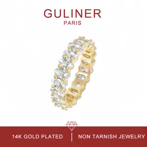 GULINER Paris Diamonique 100-Facet Eternity Band Ring 14K Gold Plated Non Tarnish Jewelry