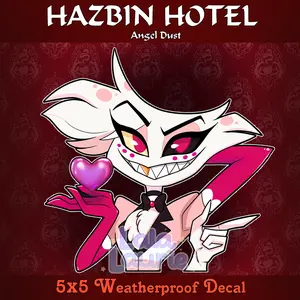 5x5 Weatherproof Car Decal Angel Dust Hazbin Hotel