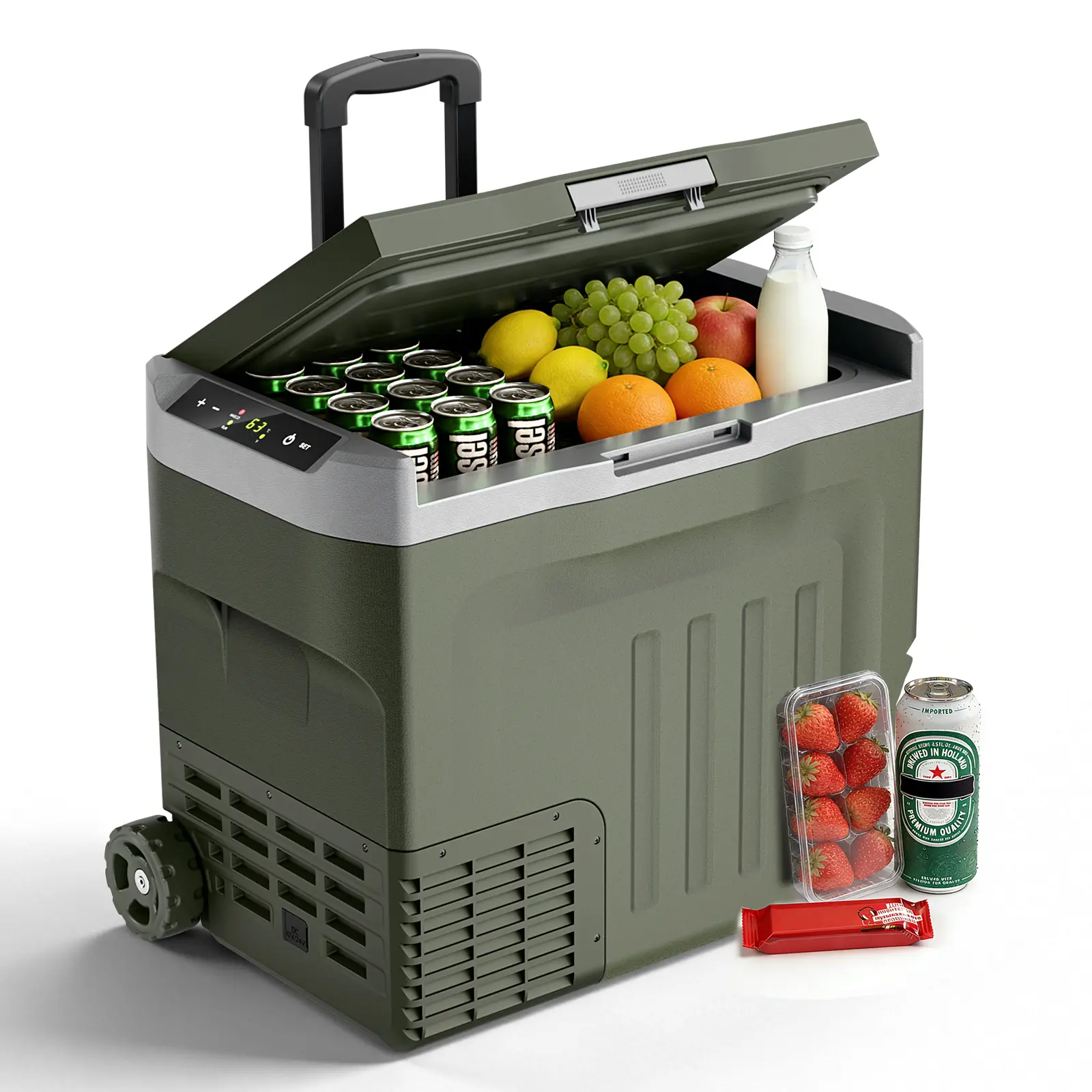 Kismile 12 Volt Refrigerator 42QT(40L) Compressor Electric Cooler, Car Fridge -4℉~68℉, Portable Freezer 12V/24V DC 100-240V AC, 12V Cooler with Wheels & Handle for Travel,Camping,Truck