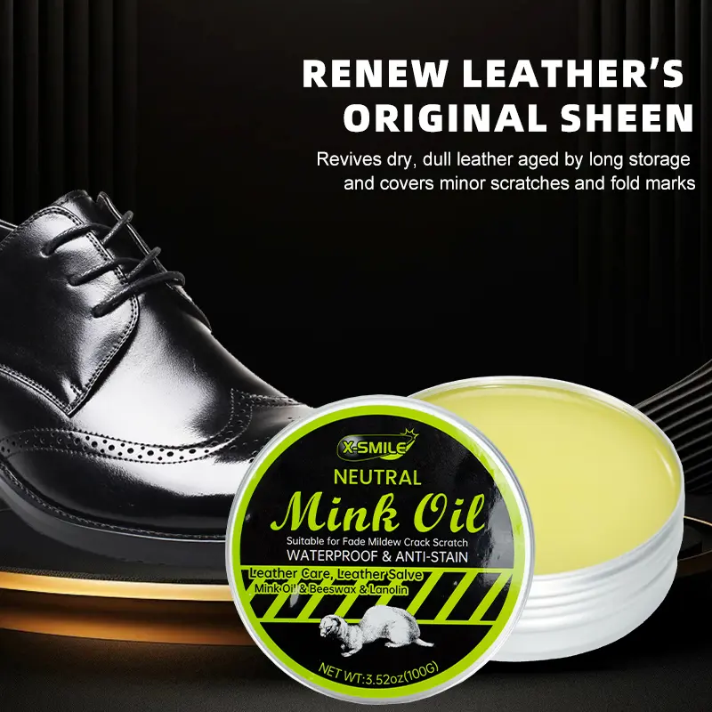 X-SMILE Leather Shoe Care Natural Sheep Oil (1 box) — Glossy finish, nourishing care, suitable for leather shoes and leather jackets; high-end sheep oil for home care.