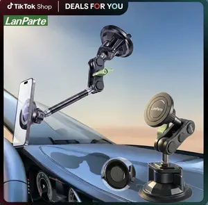 LanParte Epoxy Resin Vacuum Car Phone Holder, 360° Adjustable Military-Grade Suction Mount, Heavy-Duty Anti-Shake Magnetic Mount for Truck Drivers’ Dashboard & Windshield, Phone Holder For Car, Vacuum Phone Holder