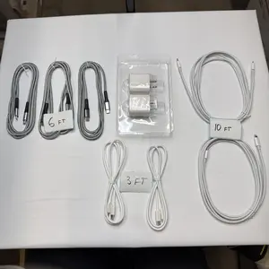 Set of 9 - 7 USB-C to C/Lightning Charging Cables 3ft 6ft 10ft, 2 Wall Adapters