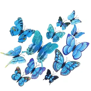 12-piece set of double-layer 3D butterfly wall stickers for home wall decoration and room decor; magnetic and self-adhesive, waterproof—perfect for wedding, birthday, and Christmas decorations; decorative items and wing accessories for a girl’s room. fath