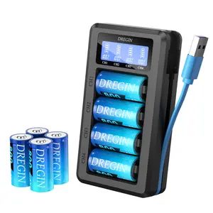 CR123A Lithium Batteries 8 Pack, 3.7V 800mAh 123A Lithium Batteries with Charger for Arlo Camera VMC3030 VMK3200 VMS3330 3430 3530 Flashlights Microphone