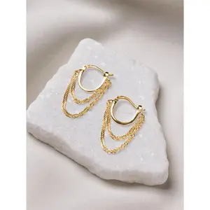 Fashionable tassel chain design pendant earrings, women’s casual jewelry, simple party jewelry, everyday outfit accessory, anniversary and birthday gifts, stylish, versatile, exquisite jewelry, elegant minimalist earrings GARMENTARY