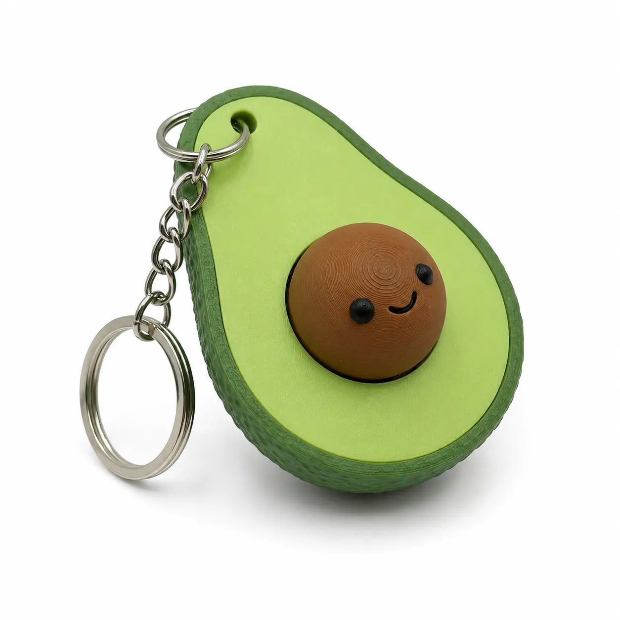 Avocado Clicker Keychain with Smiling Pit Design, Cute Food Fidget Accessory with Key Ring, Novelty Avocado Gift for Food Lovers, Friends, Coworkers and Collectors