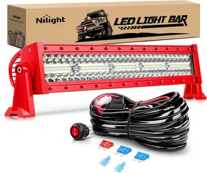 Nilight LED Light Bar 22Inch Triple Row Spot Flood Combo Lights Red Shell with Wiring Harness Kit for Fog Light Driving Light Work Light on Off-Road Truck SUV ATV UTV Automotive Lightbar