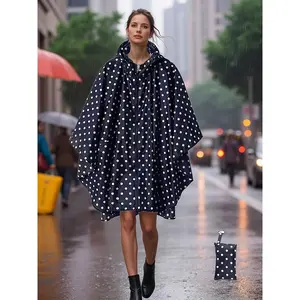 1 rain poncho with large pockets, adult hooded raincoat