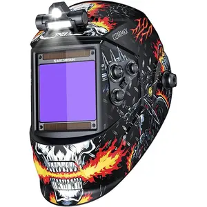 Arccaptain 3.94" x 3.66" Auto Darkening Welding Helmet, Solar Powered True Color Welding Hood, 1/1/1/1 Top Optical Clarity Welder Helmet, 4 Arc Sensor Wide Shade 4/5-9/9-13 for Stick MIG TIG Cut