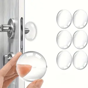 6 Piece Transparent Self-Adhesive Door Stopper Wall Protector, Shock Absorbing Noise Reduction, Easy Install Reusable Plastic Design