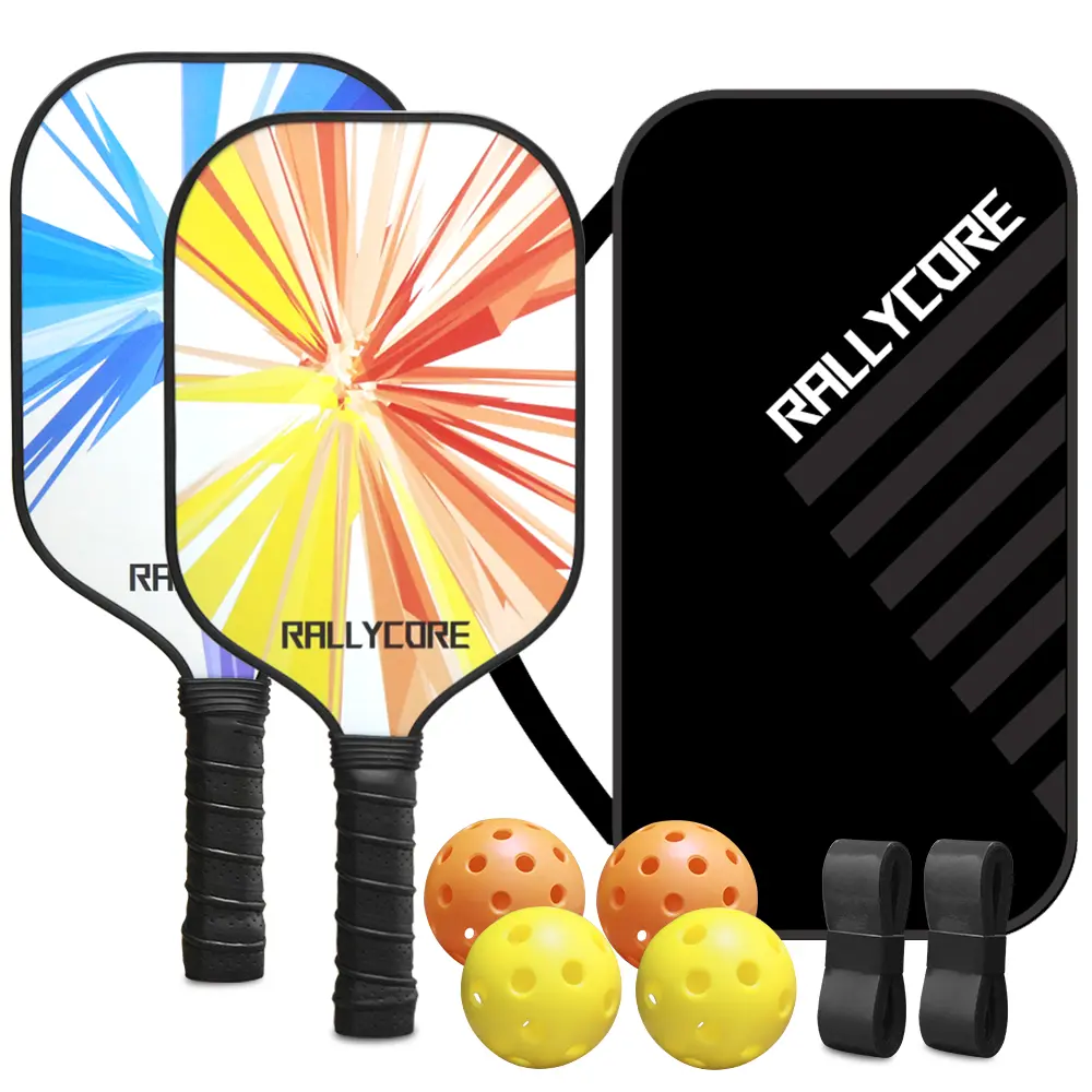 2 Fiberglass Pickleball Paddles, 4 Balls, Bag for Beginners
