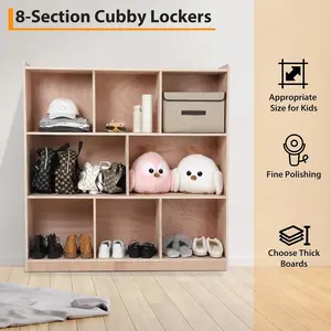 【Christmas Gift】8Compartment Storage Cubby with 4 Casters and 2 Storage Boxes Mobile Classroom Cabinet for Daycare School Kindergarten Toy Organizer Shelves for Home and Kids Playroo