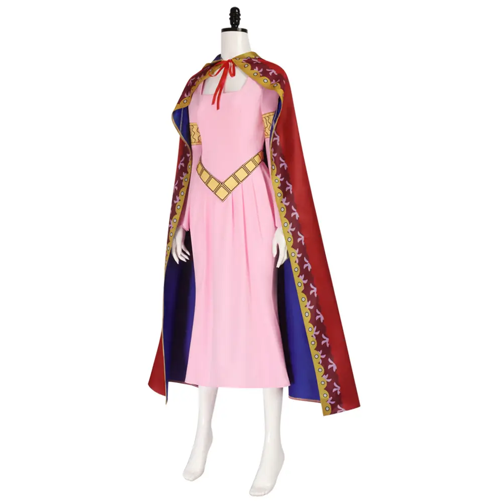 Vivi Princess Pink Dress Cosplay Costume Set with Decorative Cloak for Comic Con