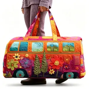 Unisex Boho Quilted Weekender Travel Bag - Lightweight, Comfortable, Hippie-Designed Luggage Bag for Short Trips