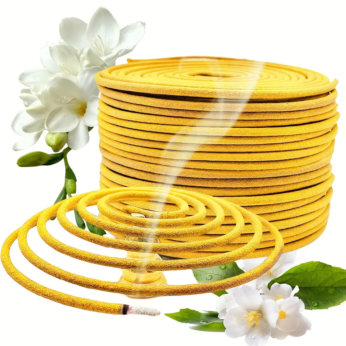 Jasmine Scented Incense Sticks 40/80/120pcs, Spiral Incense, Fresh Jasmine Scent, Burn Time 3-4 Hours, Ideal for Office, Yoga, Reading