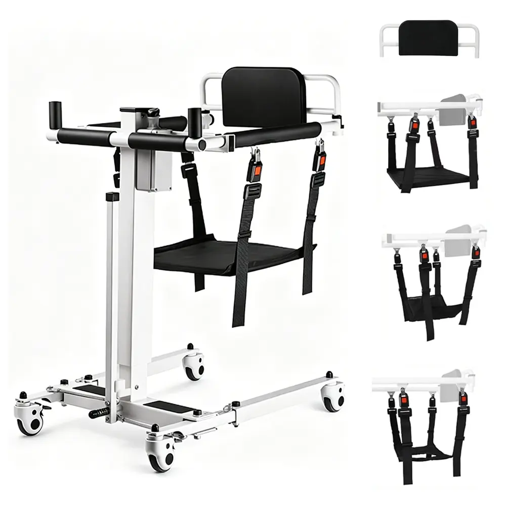 Electric Patient Lift, 280 lbs Capacity Foldable Power Lift Chair for Elderly – Adjustable Height 33.8"-47.6", Portable Transfer Lift for Home, Shower & Bathroom Use