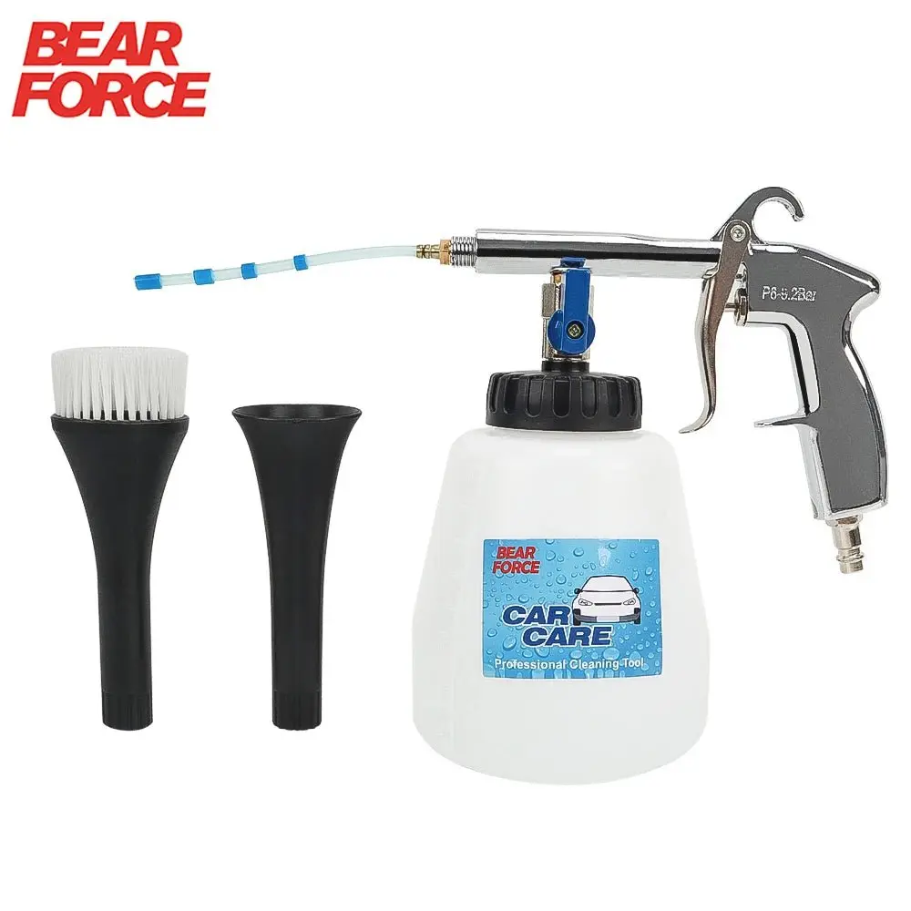 BEAR FORCE Pressure Atomizing Tornado Pneumatic Air Gun - Industrial Automotive Power Tool, Airbrush Tool for Interior Deep Cleaning, Engine, Leather & Flannel Surfaces with Rotary Hose & Cleaning Solution Compatibility
