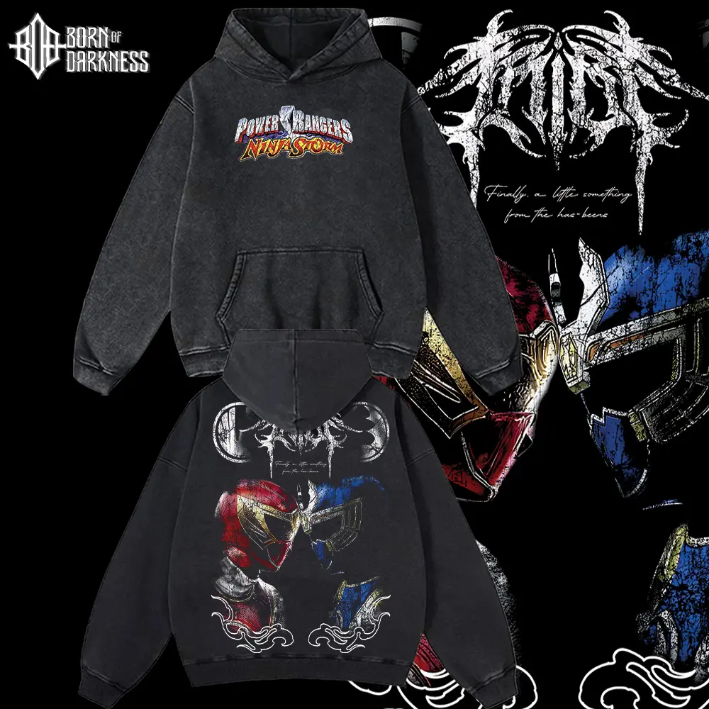 BOD - NINJA STORM RED v. NAVY RANGER Vintage Unisex Oversize Power Rangers Washed Cotton T-shirt Hoodie, Graphic Tee, Power Rangers Lover, Power Rangers Merch Fan, Outfits Men, Boys Merch Top