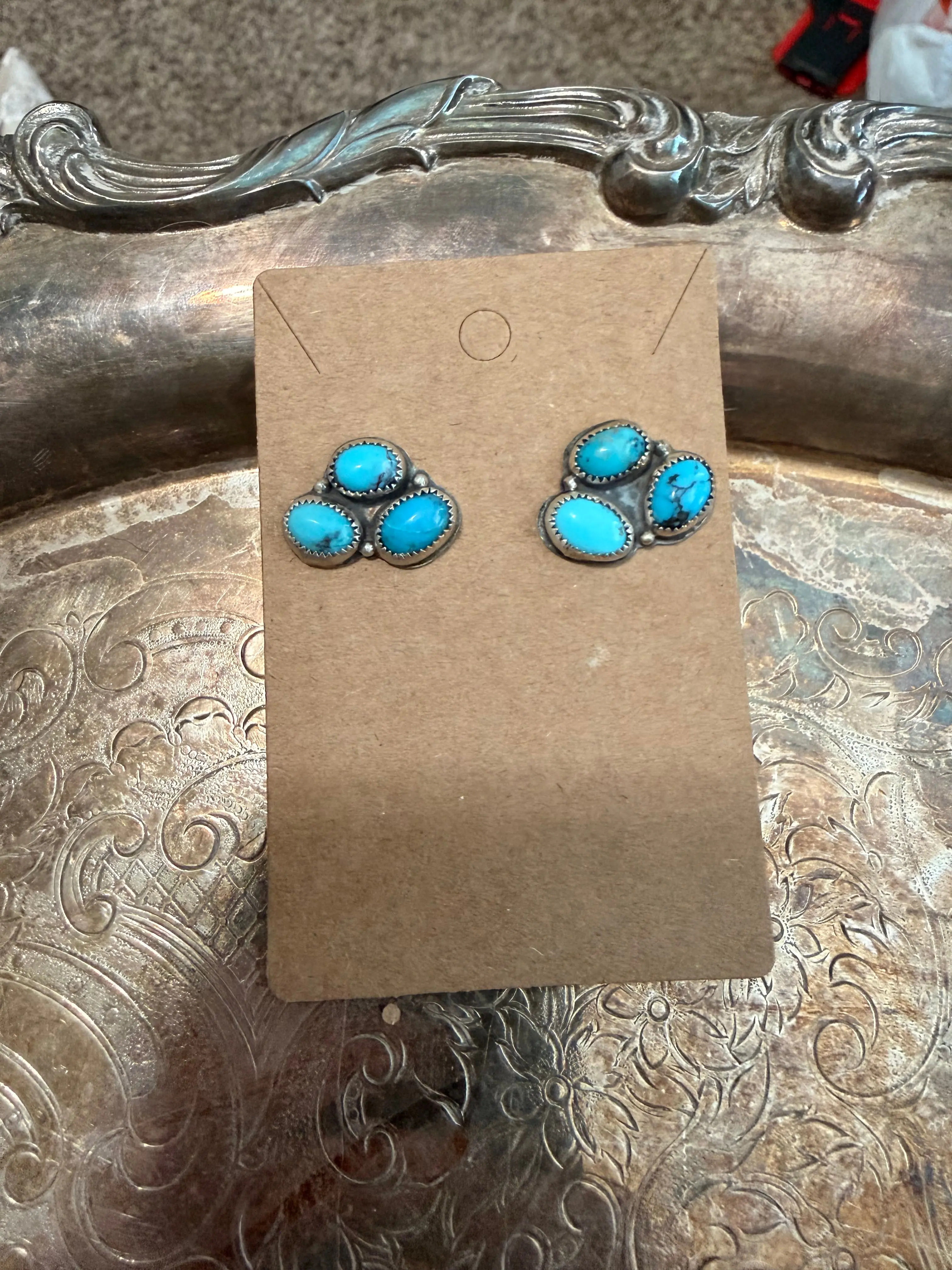 turquoise cluster earrings