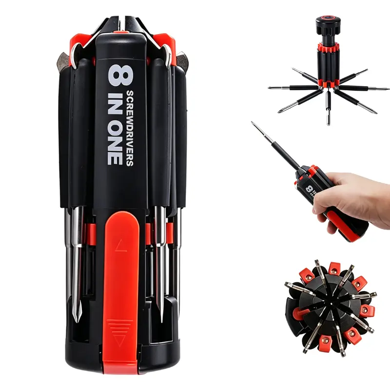 JOYTUTUS 8-in-1 Multi-Tool Kit - Worklight, LED Flashlight, 8 Screwdrivers, Compact to Carry Professional Gadget for Home+Car Repairs, Car Adjustments & Kitchen Use, Reliable Hand Tool Set for DIY Enthusiasts