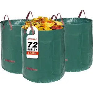 ECOS INNOVATION 72 Gallon Lawn And Leaf Bags 3 Pack, Heavy Duty Garden Bags With Gardening Gloves, Standable Garden Waste Bag With 4 Handles, Camping Yard Recycling Bag For Leaves