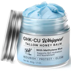 Copper Peptides GHK-Cu Beef Tallow for Skin: Blue Balm with Methylene Blue, Manuka Honey & Vitamin E – Natural Face and Body Moisturizer for Mature, Dry & Sensitive Skin – 2oz