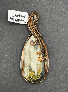 BUMBLEBEE JASPER | Artisan Copper Wire Wrapped Pendant | Wearable Art | Size: Large