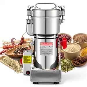 300G Electric Grain Mill Grinder, 1500W 28000RPM High Speed Spice Corn Dry Grinding Machine, Stainless Steel Pulverizer Powder Machine for Dried Grains Coffee Beans Spices Nuts (270° Swing Type)
