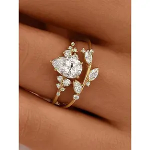 Soft Spark Romantic Rhinestone Promise Ring, Vintage Ring, Stackable Rings, Exquisite 2024 New Trendy Engagement Wedding Ring Set for Women, Gorgeous Jewelry for Wife Girl