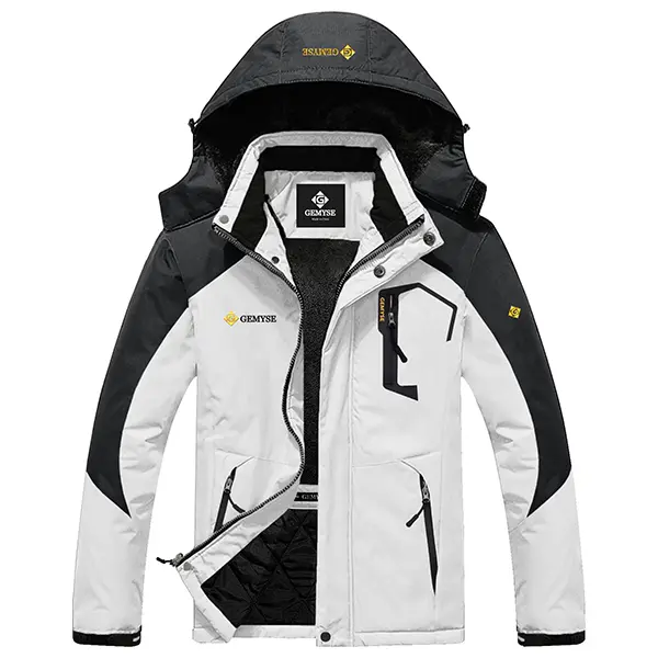 GEMYSE Men's Mountain Waterproof Ski Jacket Windproof Resistant Winter Coat Reflective Puffer Skiing Rain Perfect Fabric Zipper