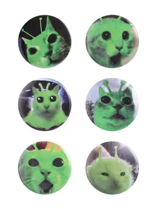 Alien Cat Emoji Tin Badge, Cat Lover Identity Expression, Z-Generation Trendy Accessory, Attachable to Clothes and Backpacks, Daily Wear