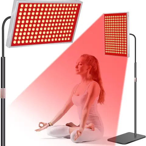 NeoThera Powerful Red Light Therapy Lamp with Stand, Base, Gooseneck - 160 Dual-Wavelength 660nm/850nm LED Panels, 360° Rotatable Head, Full-Body Coverage Home Wellness Device for Adults (Face, Back, Arms) - Father’s Day Gift for Dad