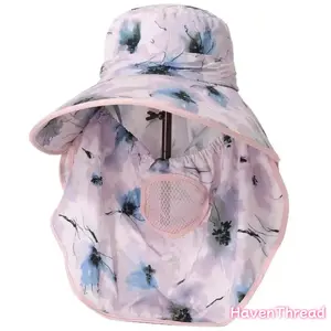 2026 New Arrival: Stylish Printed, Breathable Tea-Picking Hat — Women's Summer Sun Hat with Wide Brim, Windproof Face Coverage, Ideal for Cycling and Sun Protection (Fabric Hat)