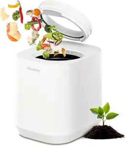 Ouaken 4L Electric Composter for Kitchen, Smart Countertop Compost Bin, Odorless & Low Noise, Auto-Cleaning, Turn Food Waste into Fertilizer, Indoor Food Waste Compost Machine, White