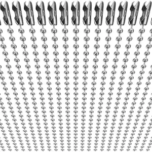 50-Pack Dog Tag Chain Ball Chain Necklace Bulk, Beaded Necklace Chains for Jewelry Making DIY Crafts, Military Blank Dog Tag Necklace for Men, Silver Nickel Plated Metal 24" Long 2.4mm Ball Bead Chain