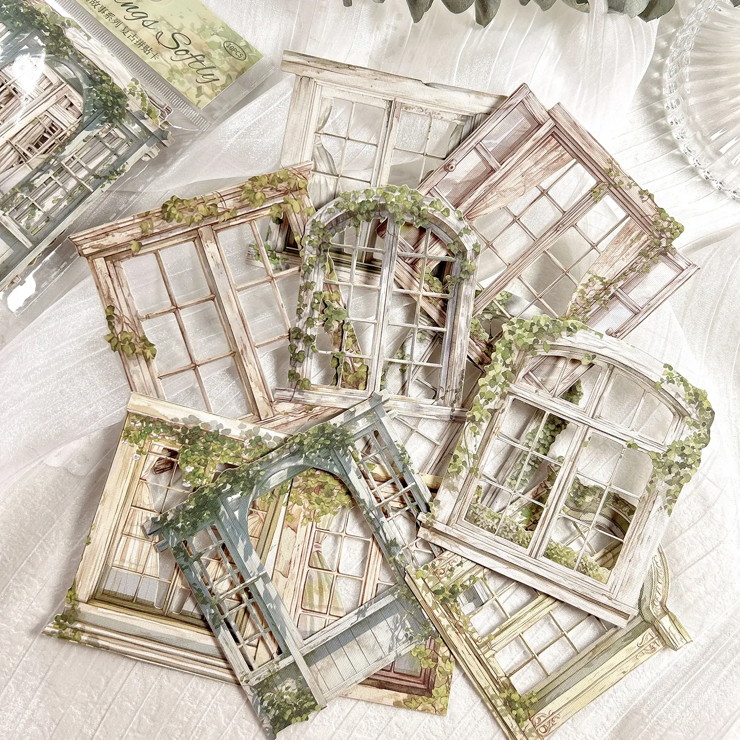 Vintage Collage Window Stickers Pack of 10, Perfect for Craft, Card Making Scrapbooking Scrapbook Page DIY Decoration Photo Album Planner Stickers, Scrapbook Accessories, Scrapbooking Ephemera