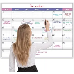Large Dry Erase Calendar for Wall - Undated 1 Month Wall Calendar, 40" x 30", Erasable &  Laminated Calendar with 8 Round Stickers,  Layout Wall Calendar Dry Erase for , Office and School