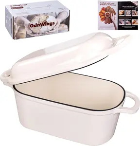 4.6 Quart Dutch Oven for Sourdough Bread Baking, Combo Oval Enameled Cast Iron Bread Pan with Lid, Bread Dutch Oven for a Crispy Crust, White