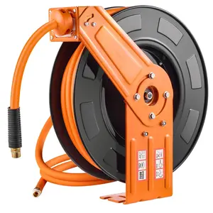 1/2 IN x 50 FT Retractable Air Hose Reel, Hybrid Hose with Max 300 PSI