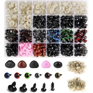 600PCS 6–14mm Colorful Safety Eyes and Noses with Washers for Amigurumi Crocheting, Crochet Animals and Plush Toys (Coloured)